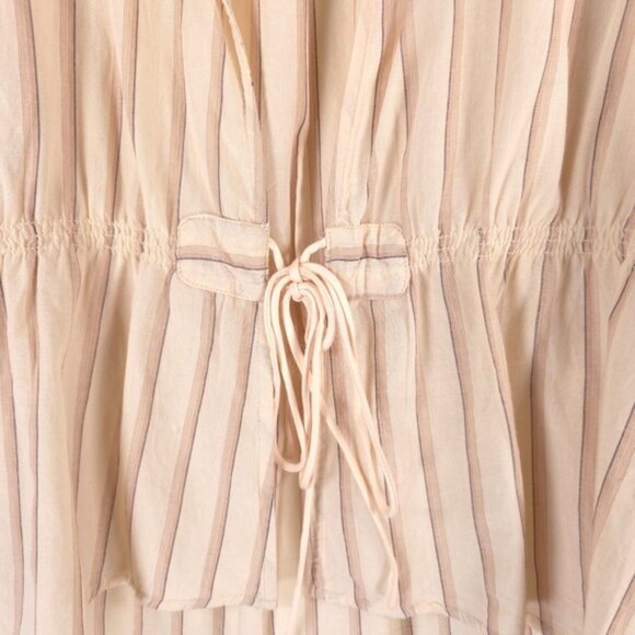 NWOT Free People Caitlin Top Beige Striped Tie Front Boho Blouse Size XS/TP - Picture 12 of 16